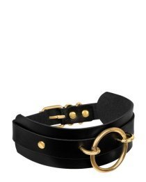 Antkaklis „O-Ring Front Collar Black Gold“ - Kinky Diva
