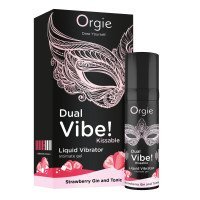 Stimuliuojantis gelis „Dual Vibe! Strawberry Gin and Tonic“, 15 ml - Orgie