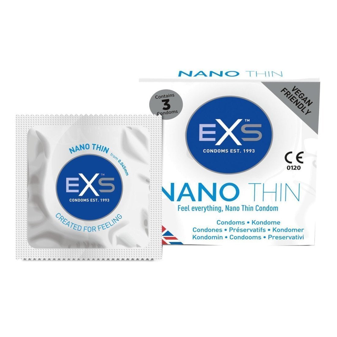 Ploni prezervatyvai „Nano Thin“, 3 vnt. - EXS Condoms
