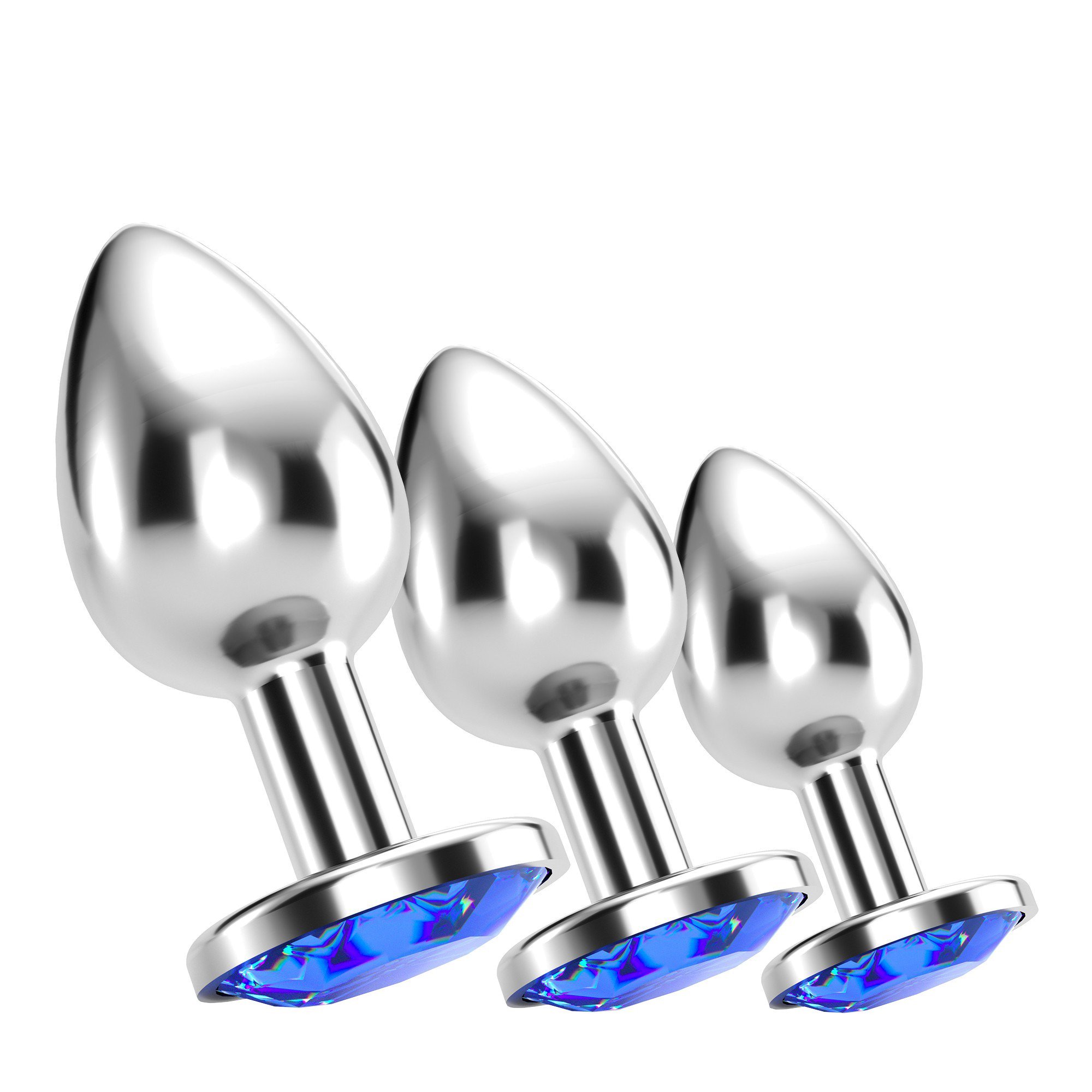 Analinių kaiščių rinkinys „Bijou Anal Train Trio Blue“, 3 vnt - Crushious