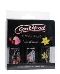 Rinkinys oraliniam seksui „GoodHead Tingle Drops“, 3 vnt. - Doc Johnson