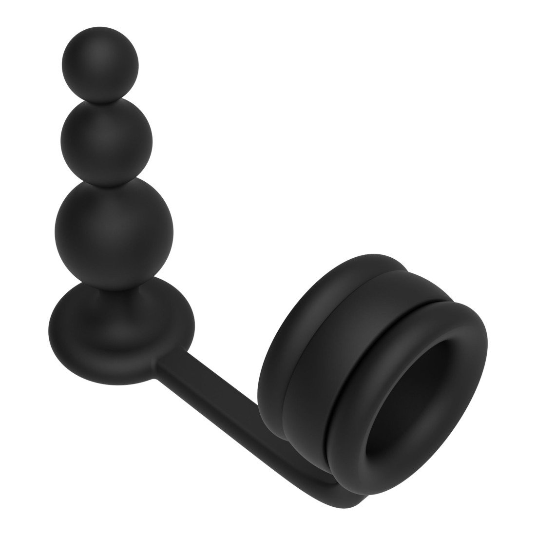 Analinis kaištis - žiedas „Cockring with Beaded Anal Plug“ - Ramrod