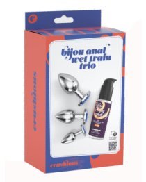 Analinių kaiščių ir lubrikanto rinkinys „Bijou Anal Wet Train Trio Blue“ - Crushious