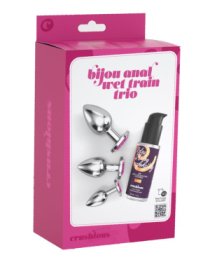 Analinių kaiščių ir lubrikanto rinkinys „Bijou Anal Wet Train Trio Pink“ - Crushious