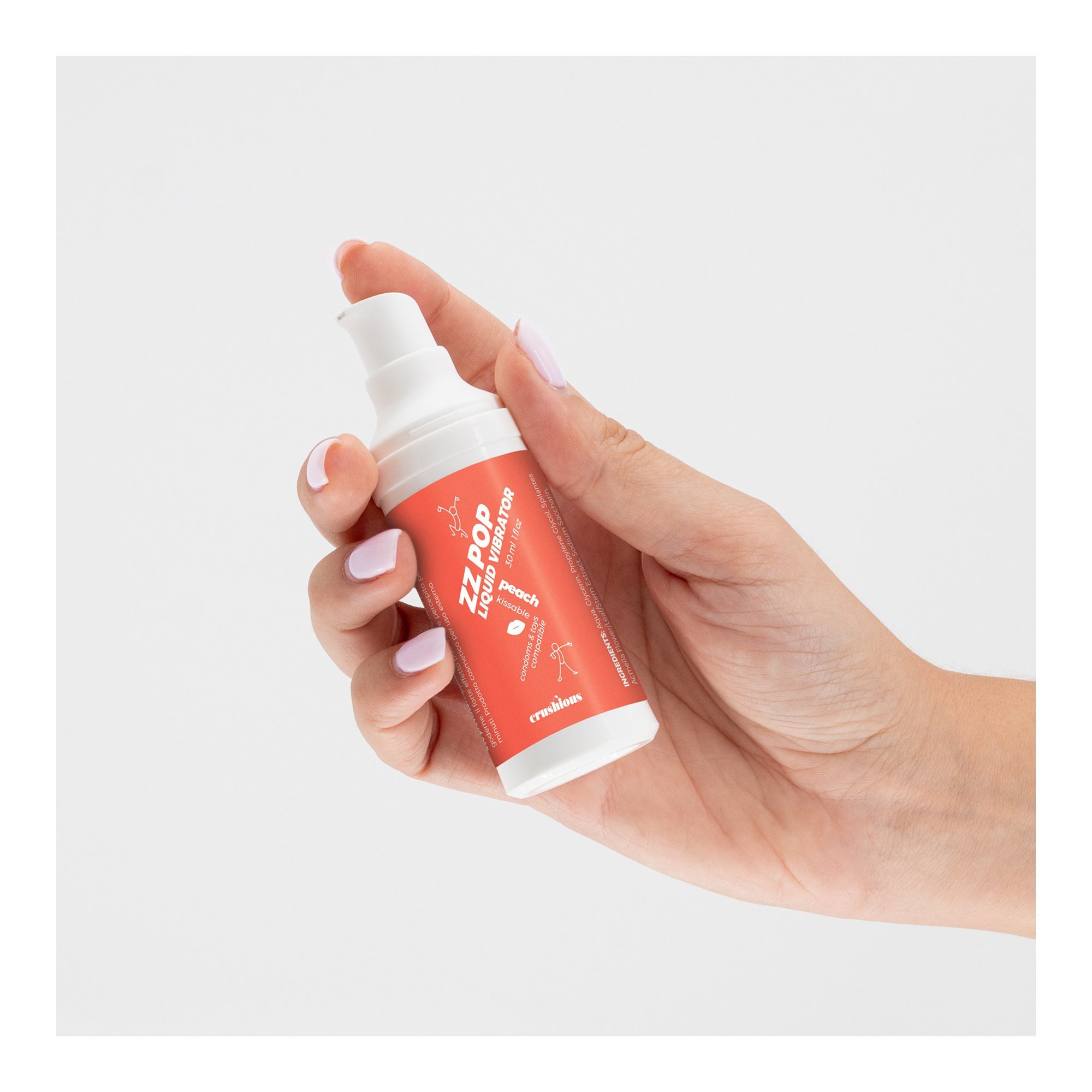 Stimuliuojantis gelis „ZZ Pop Liquid Vibrator Peach“, 30 ml - Crushious