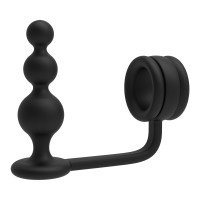 Analinis kaištis - žiedas „Cockring with Beaded Anal Plug“ - Ramrod