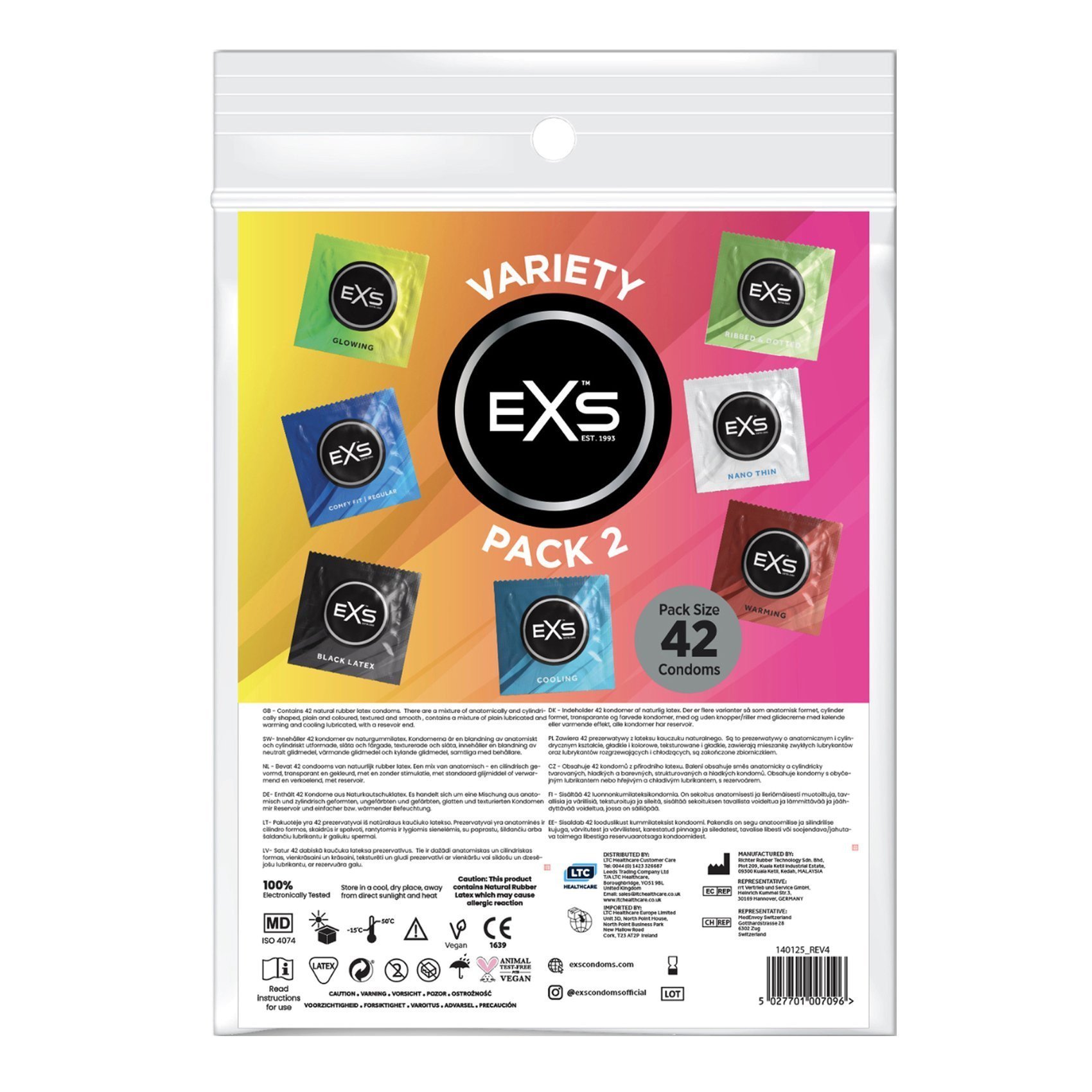 Prezervatyvų rinkinys (pažeista pakuotė) „Variety Pack 2“, 42 vnt. - EXS Condoms