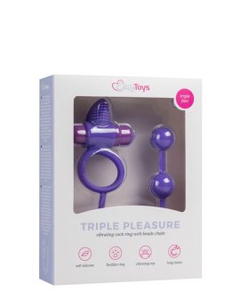 Purpurinis vibruojantis žiedas - analiniai karoliukai „Triple Pleasure Couple Toy“ - EasyToys