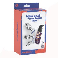 Analinių kaiščių ir lubrikanto rinkinys „Bijou Anal Wet Train Trio Blue“ - Crushious