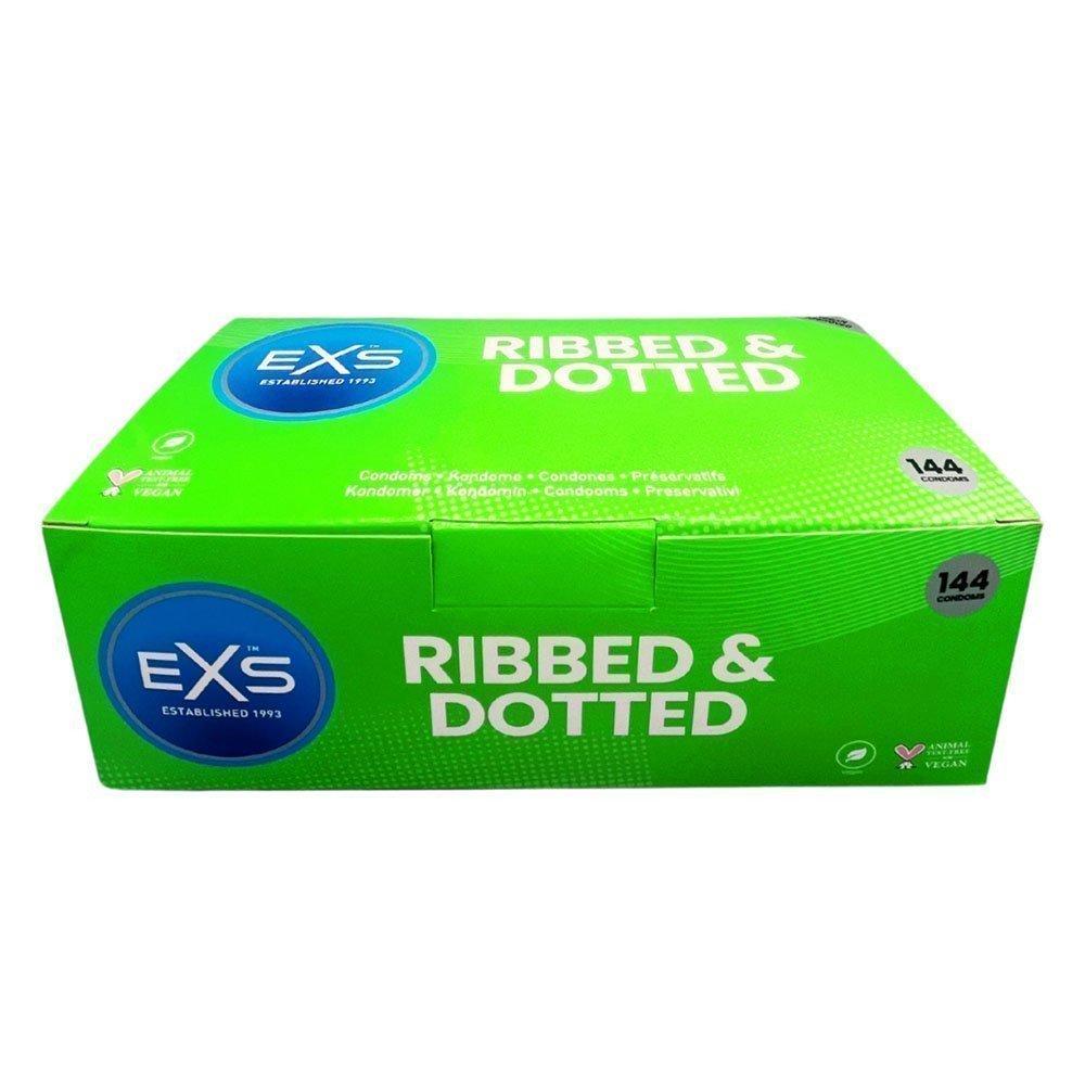 Stimuliuojantys prezervatyvai „Ribbed & Dotted“, 144 vnt. - EXS Condoms