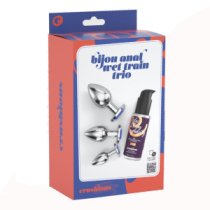 Analinių kaiščių ir lubrikanto rinkinys „Bijou Anal Wet Train Trio Blue“ - Crushious