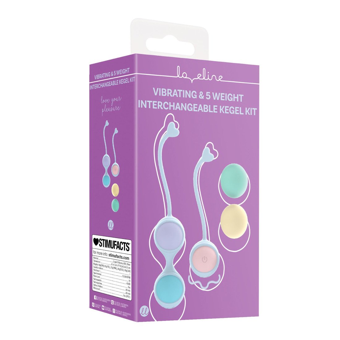 Vibruojantys vaginaliniai kamuoliukai „Vibrating & 5 Weight Interchangeable Kegel Kit“ - Loveline