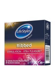 Prezervatyvai „Ribbed“, 3 vnt. - LifeStyles