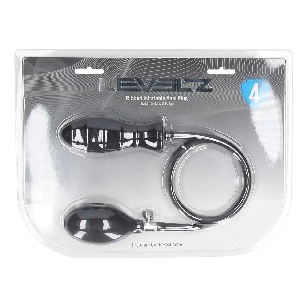 Pripučiamas analinis kaištis „Ribbed Inflatable Silicone Anal Plug“ - Shots Toys