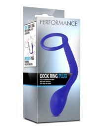 Analinis kaištis - penio žiedas „Performance Cock Ring Plug“ - Blush
