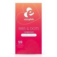 Stimuliuojantys prezervatyvai „Ribs and Dots“, 10 vnt. - EasyGlide