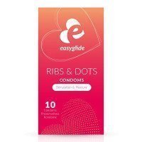 Stimuliuojantys prezervatyvai „Ribs and Dots“, 10 vnt. - EasyGlide