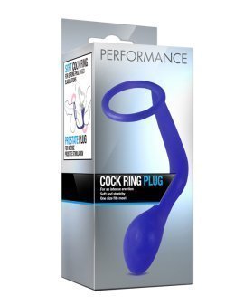 Analinis kaištis - penio žiedas „Performance Cock Ring Plug“ - Blush