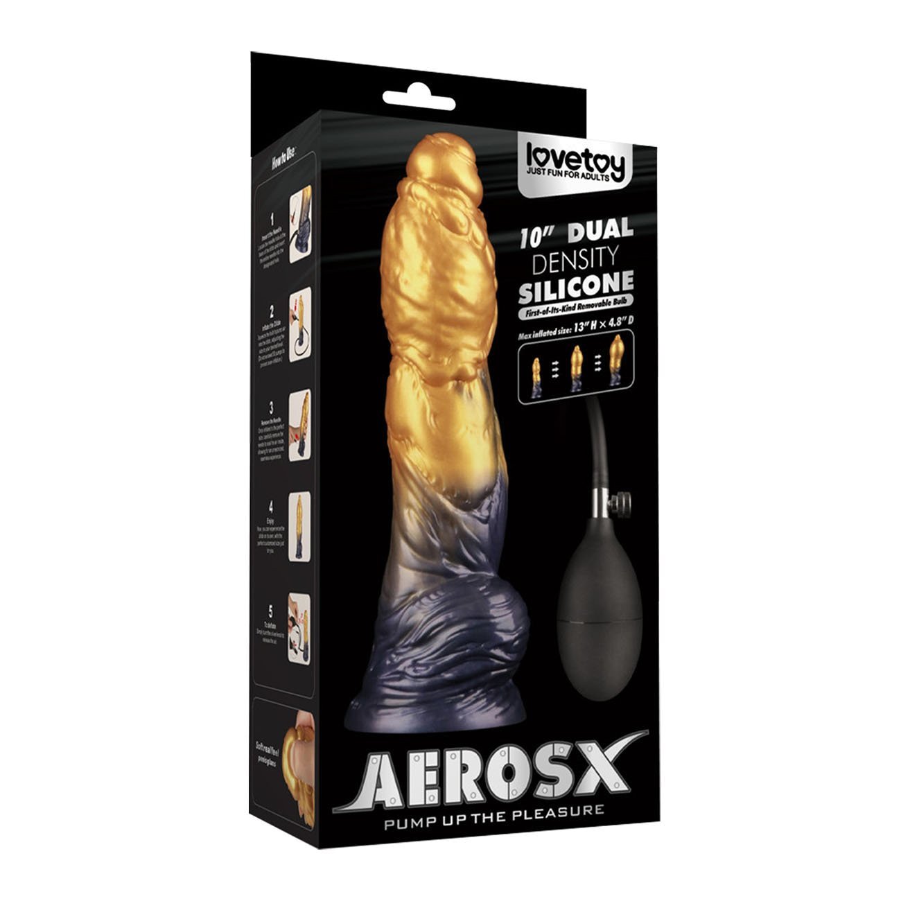 Pripučiamas silikoninis dildo „Aerosx Nr. 10 Gold/Black“ - Lovetoy