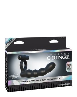 Vibruojantis strap-on dildo „Partner Double Penetrator“ - Fantasy C-Ringz