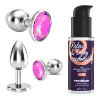 Analinių kaiščių ir lubrikanto rinkinys „Bijou Anal Wet Train Trio Pink“ - Crushious