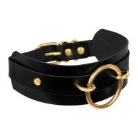 Antkaklis „O-Ring Front Collar Black Gold“ - Kinky Diva