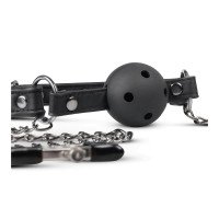 Burnos kaištis su spenelių spaustukais „Ball Gag & Nipple Clamps“ - EasyToys