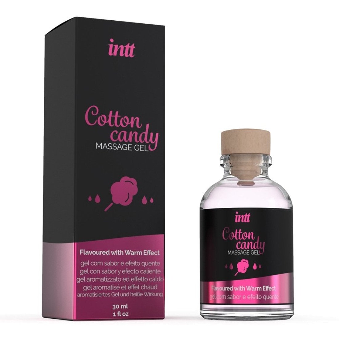 Šildantis masažo gelis „Cotton Candy“, 30 ml - Intt