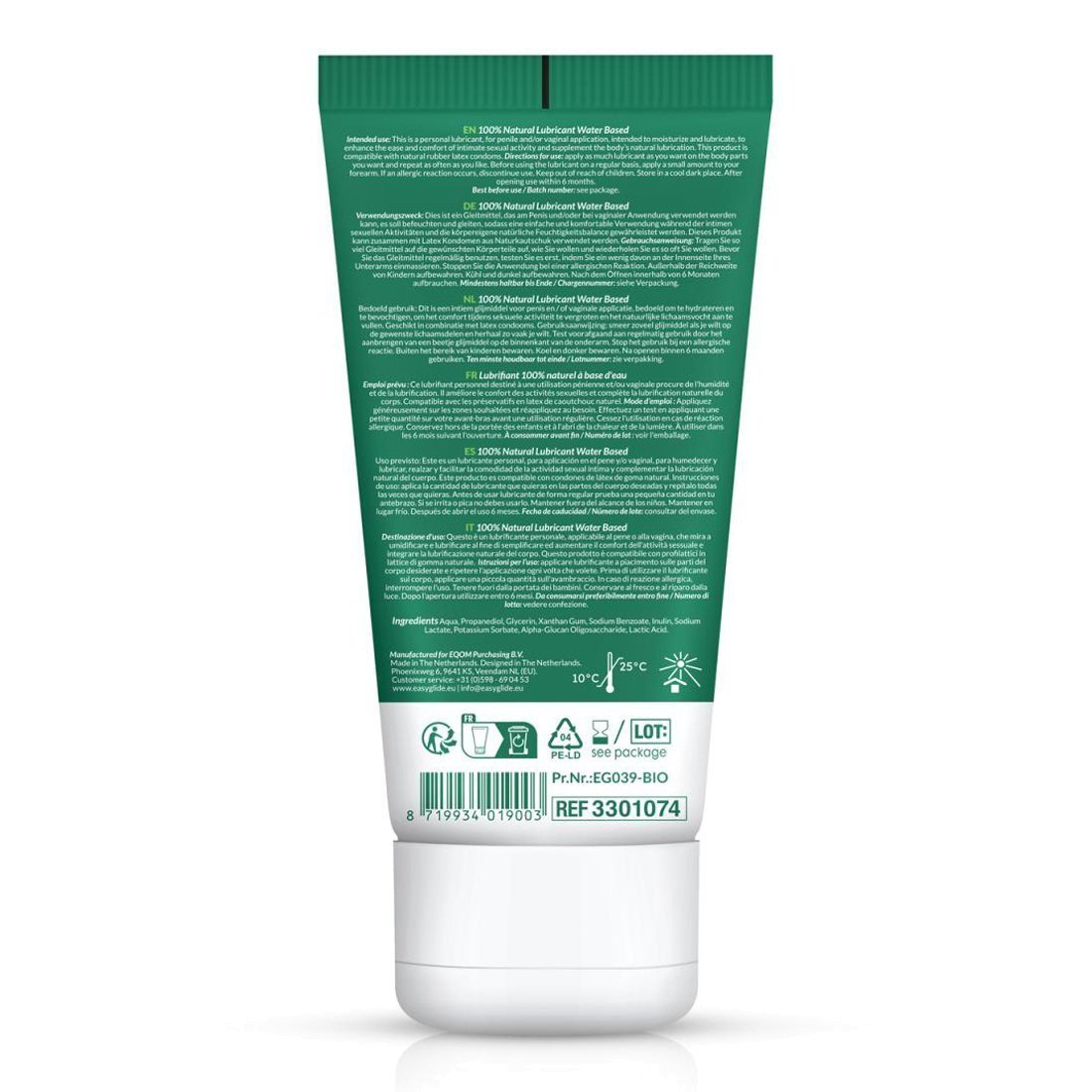 Vandens pagrindo lubrikantas „Bio“, 100 ml - EasyGlide