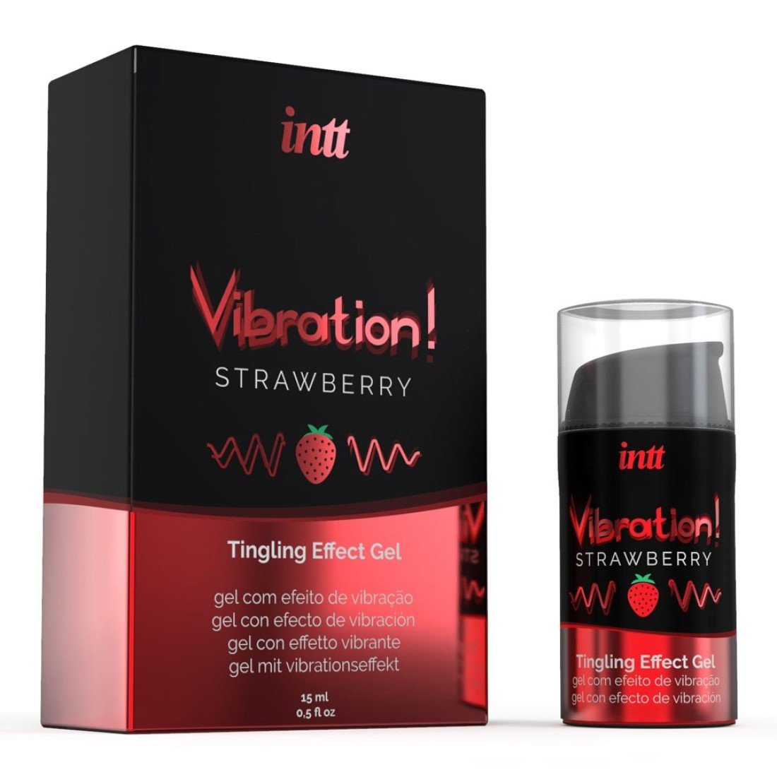 Stimuliuojantis gelis „Vibration! Strawberry“, 15 ml - Intt