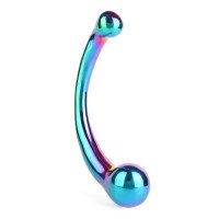 Metalinis dildo „The Curvy G-Spot Rainbow“ - Mr. Steel