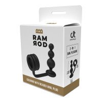Analinis kaištis - žiedas „Cockring with Beaded Anal Plug“ - Ramrod