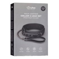 Antkaklio ir pavadėlio rinkinys „Fetish Collar With Leash“ - EasyToys