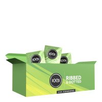 Stimuliuojantys prezervatyvai „Ribbed & Dotted“, 144 vnt. - EXS Condoms