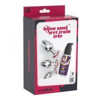 Analinių kaiščių ir lubrikanto rinkinys „Bijou Anal Wet Train Trio Red“ - Crushious