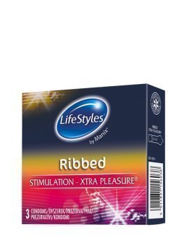 Prezervatyvai „Ribbed“, 3 vnt. - LifeStyles