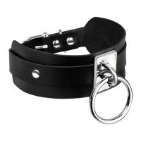 Antkaklis „O-Ring Collar Black Silver“ - Kinky Diva