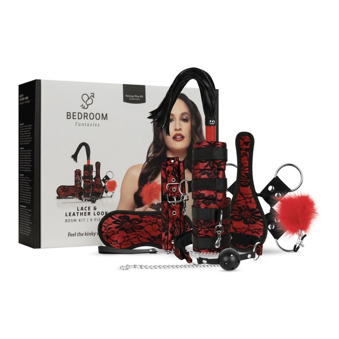 BDSM rinkinys „Lace & Leather Look“ - Bedroom Fantasies