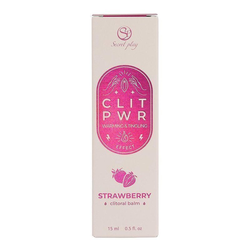 Stimuliuojantis balzamas klitoriui „Clit PWR - Strawberry“, 15 ml - Secret Play