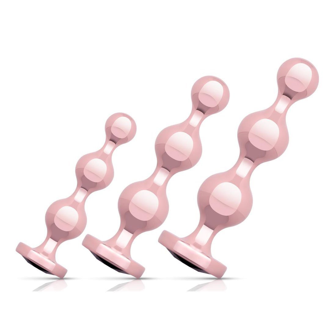 Analinių kaiščių rinkinys „Metal Butt Plug Set“ - Rosy Gold