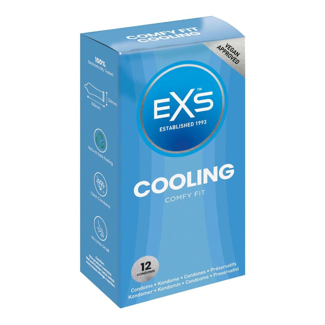 Stimuliuojantys prezervatyvai „Cooling“, 12 vnt. - EXS Condoms