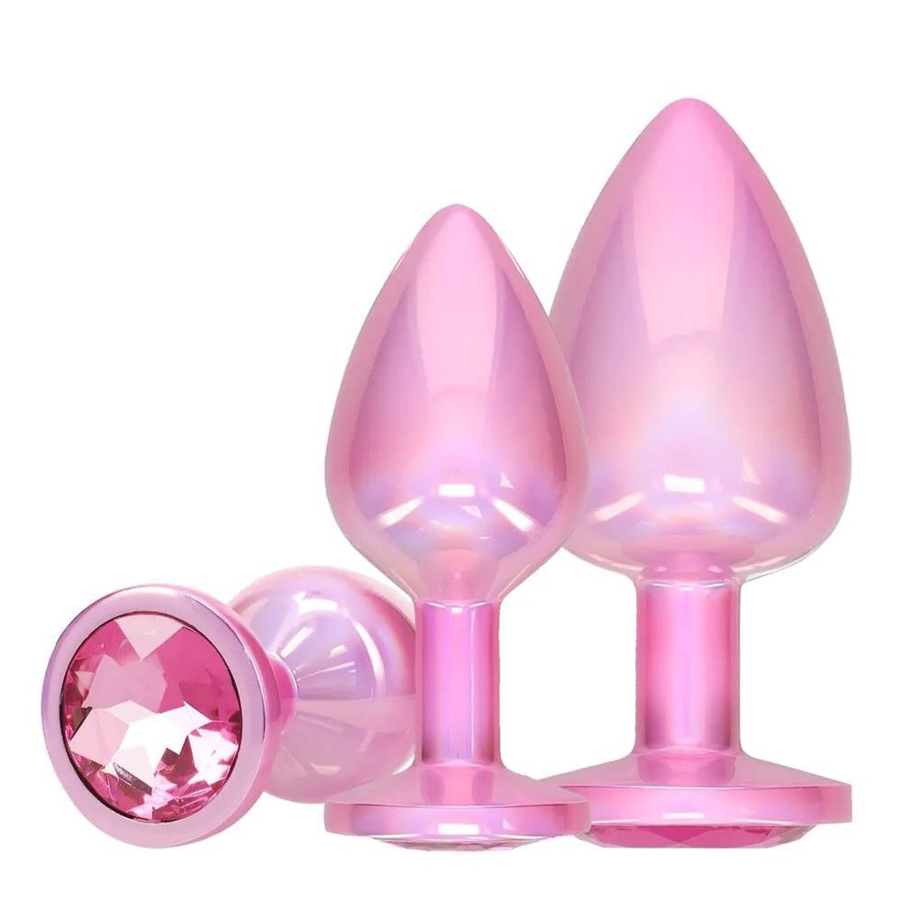 Analinių kaiščių rinkinys „Metal Anal Plug Set Pink“ - Ouch!