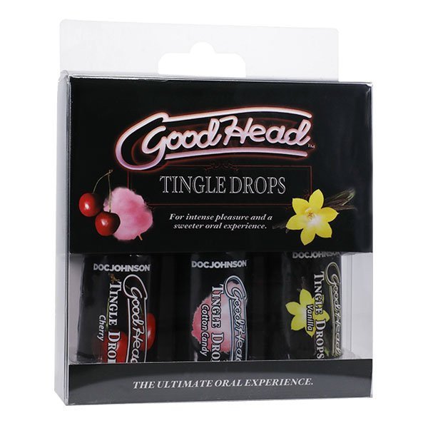 Rinkinys oraliniam seksui „GoodHead Tingle Drops“, 3 vnt. - Doc Johnson