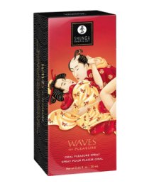 Purškalas oraliniam seksui „Waves of Pleasure Sparkling Strawberry Wine“, 20 ml - Shunga