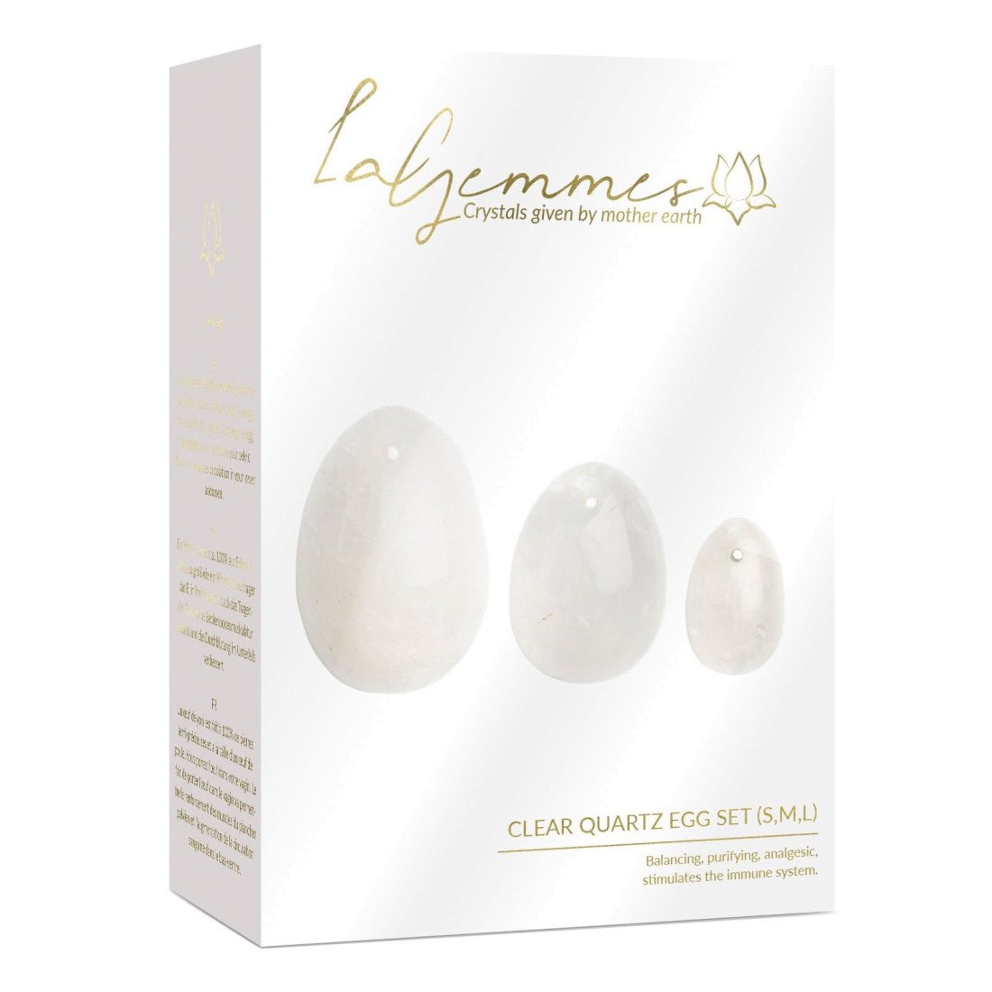 Vaginalinių kiaušinėlių rinkinys „Clear Quartz Yoni Eggs“ - La Gemmes