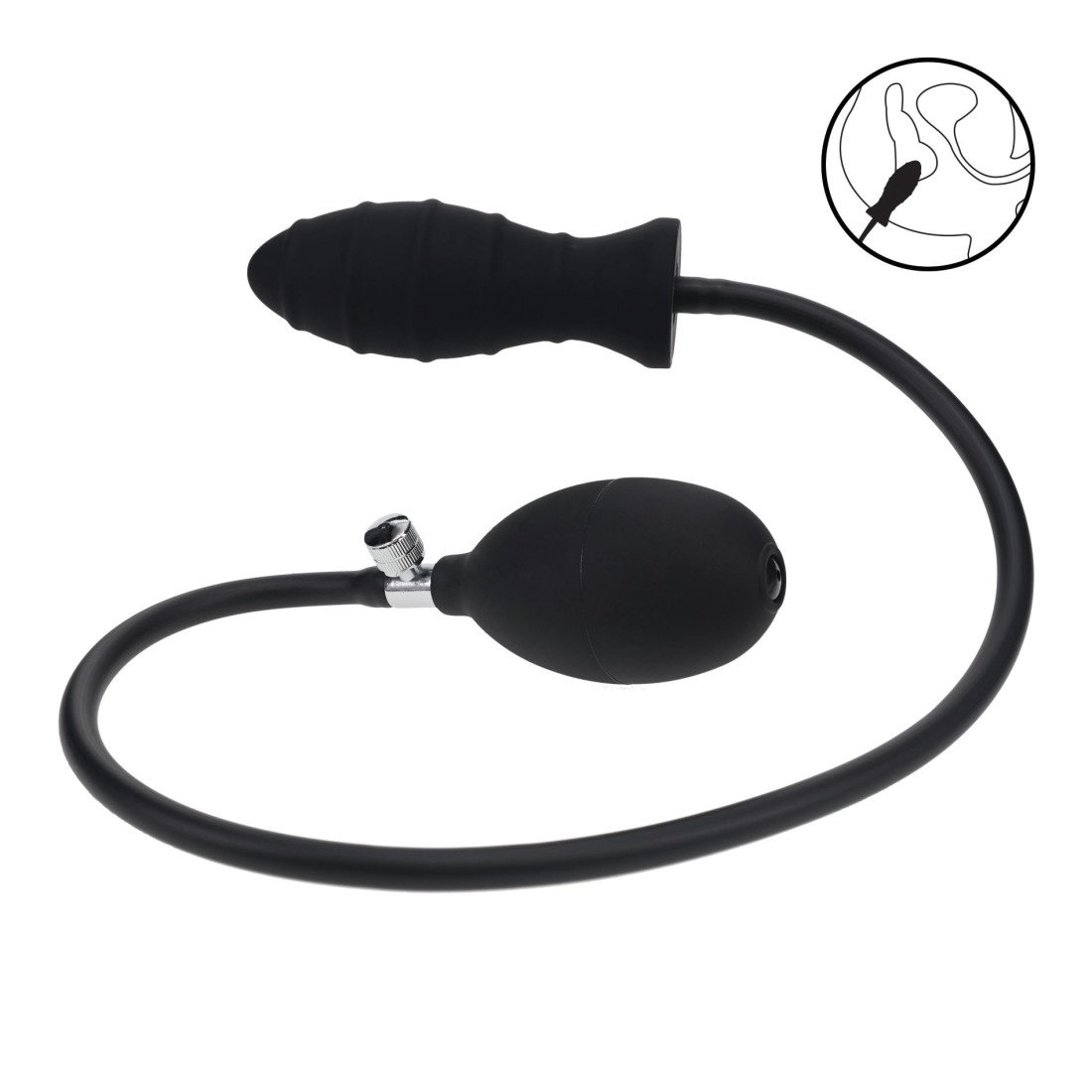 Pripučiamas analinis kaištis „Ribbed Inflatable Silicone Anal Plug“ - Levelz