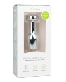 Vidutinis analinis kaištis „Metal Butt Plug Silver Clear“ - EasyToys
