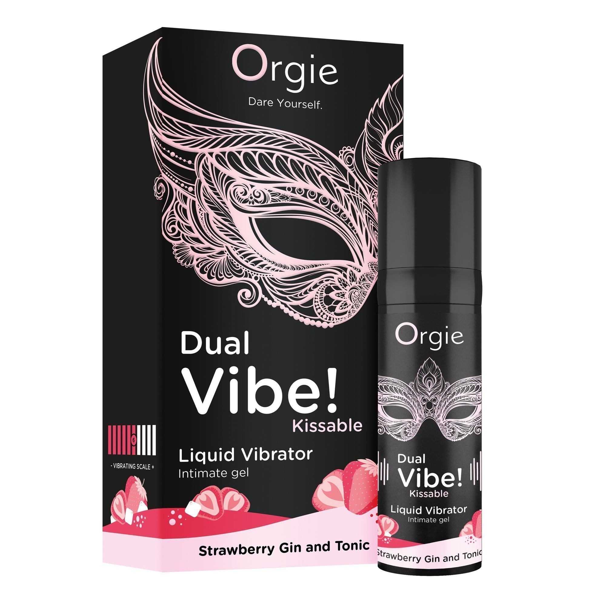 Stimuliuojantis gelis „Dual Vibe! Strawberry Gin and Tonic“, 15 ml - Orgie