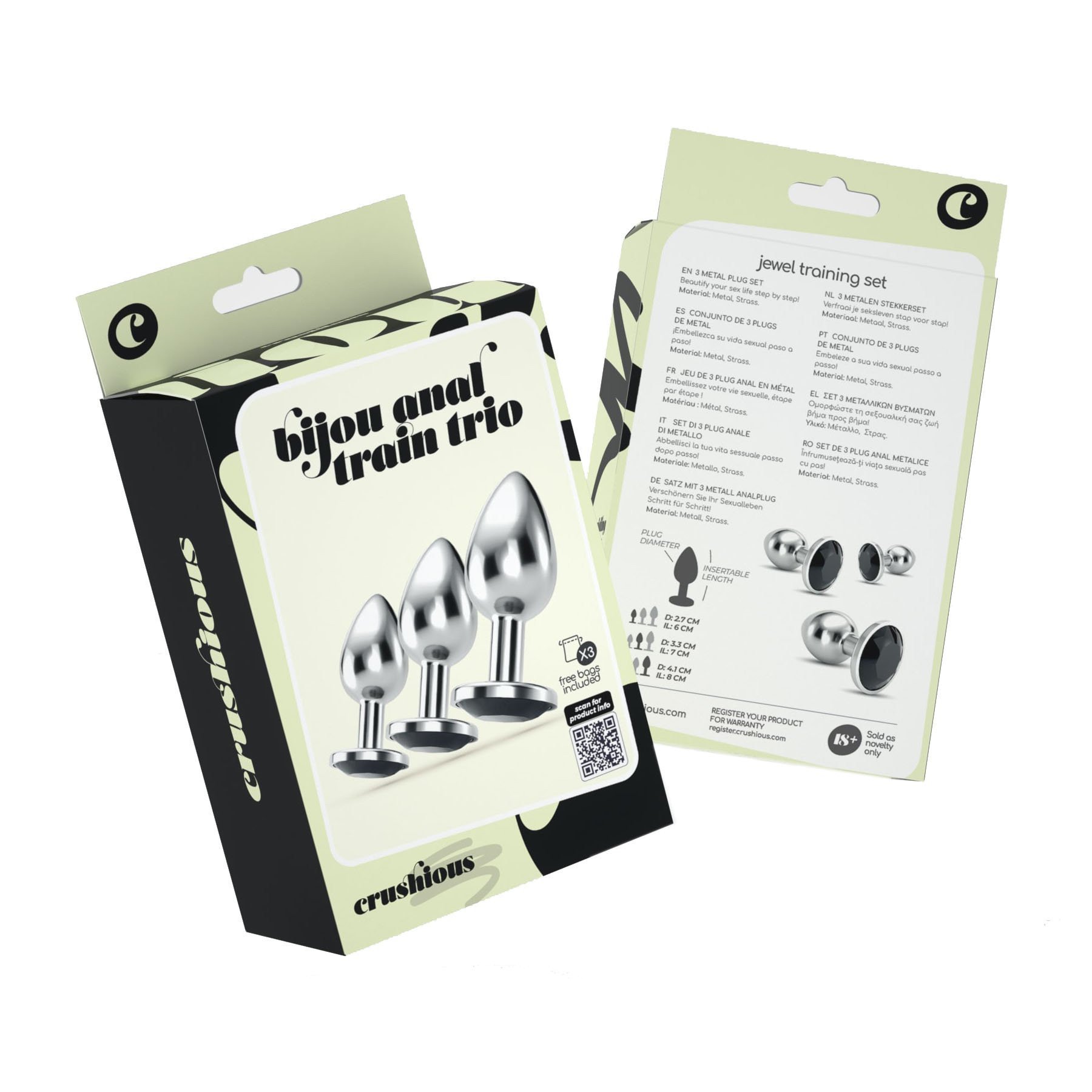 Analinių kaiščių rinkinys „Bijou Anal Train Trio Black“ - Crushious