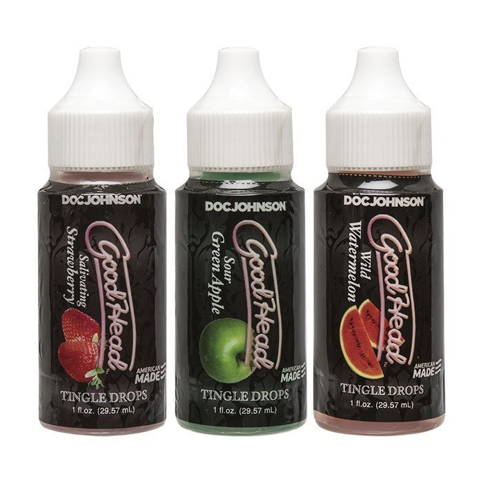 Rinkinys oraliniam seksui „Good Head Tingle Drops“, 3 vnt. - Doc Johnson